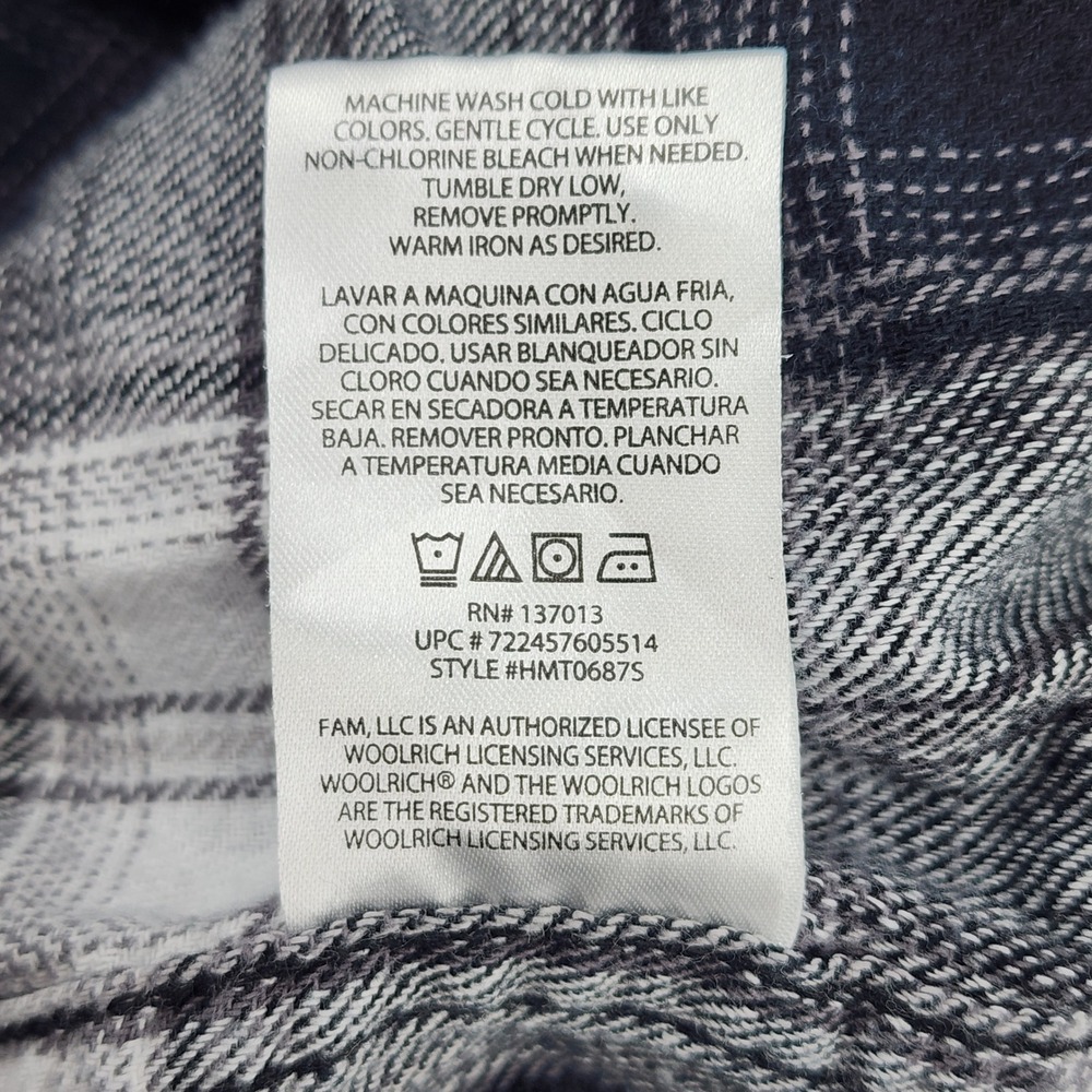 Woolrich Shirt Mens XXL‎ Black Gray Buffalo Plaid Ultimate Flannel Dual Pockets - Picture 9 of 10